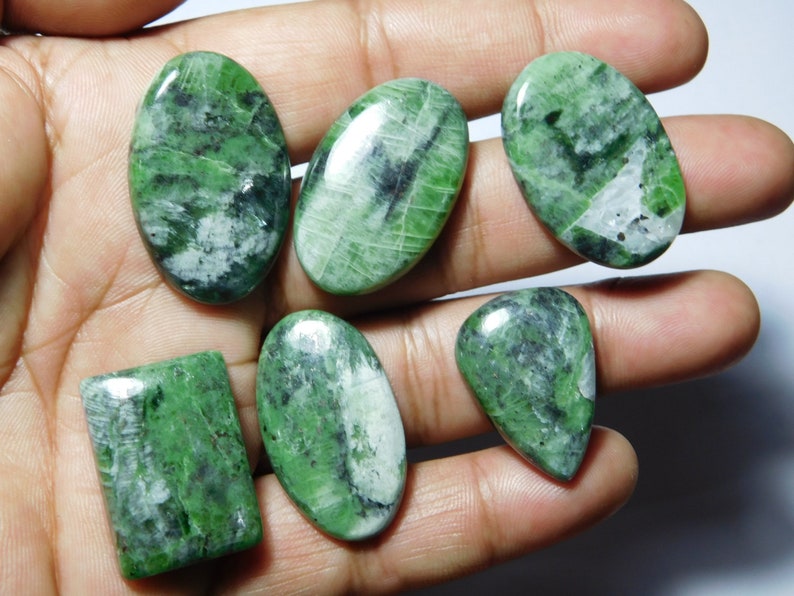 Lot Top Quality Diopside Gemstone,Natural Diopside Cabochons,Handmade Diopside Loose Stone,Wholesale Diopside semi precious 228Cts. 6 pcs