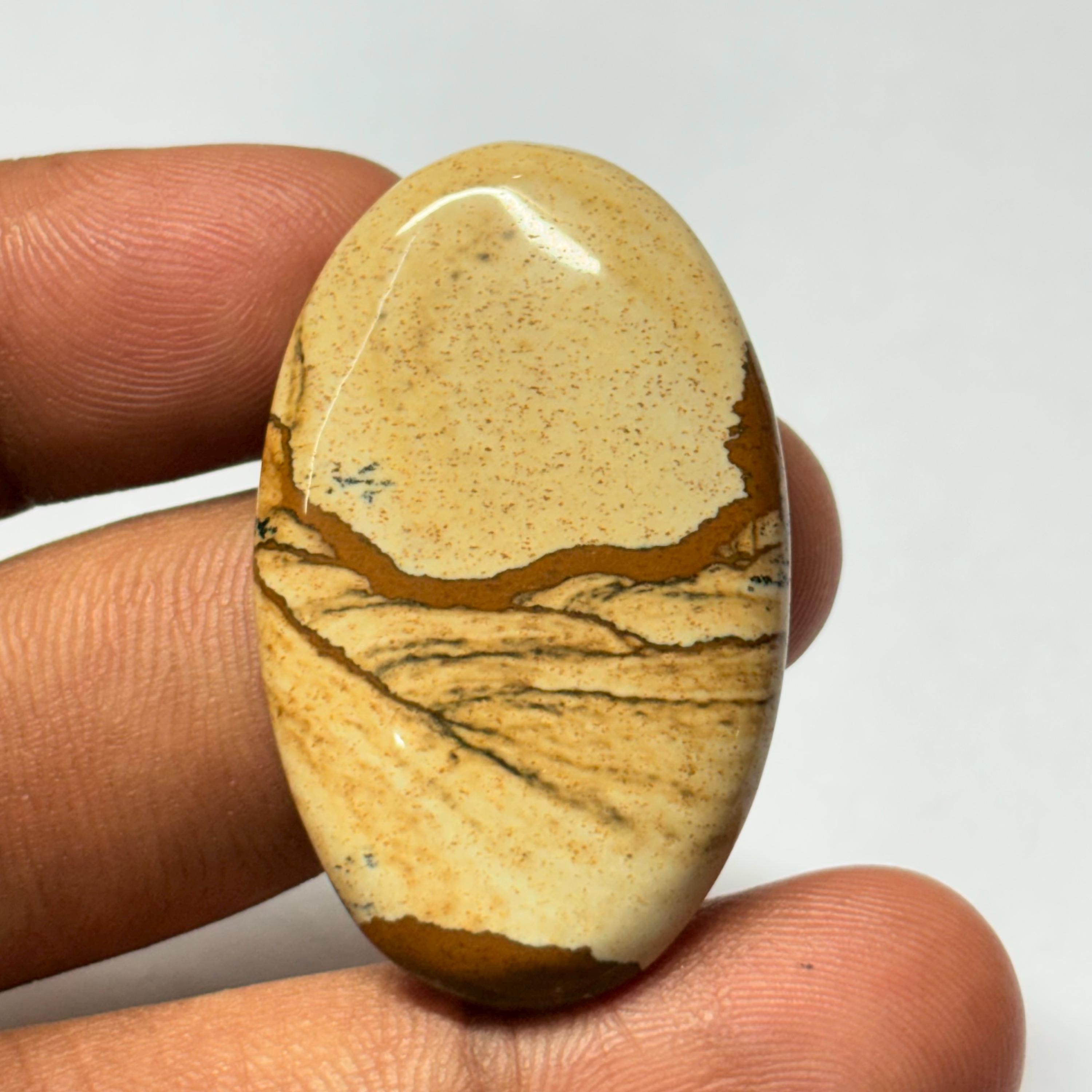 Picture Jasper Cabochon: Handmade Oval Gemstone (43x26mm, 51cts
