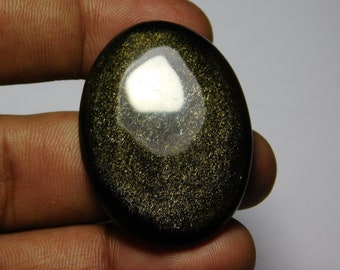 Natural Golden sheen obsidian Cabochon Golden sheen obsidian Loose Gemstones Golden sheen obsidian Loose semi precious (59Cts.49X28MM)