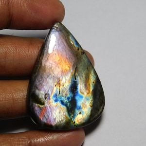 Labradorite Cabochons Amazing Quality Purple Labradorite Spectrolite Gemstone Natural Handmade Labradorite Loose Stone 68Cts. (43X31)mm