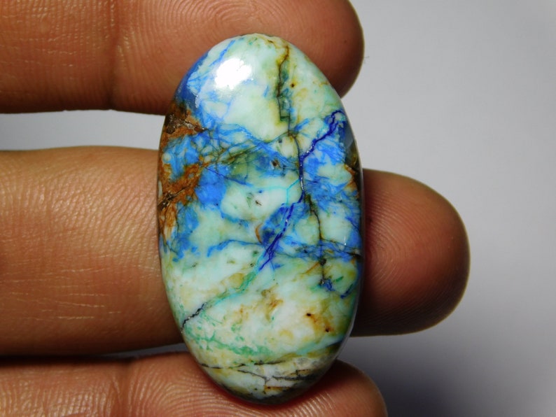 AAA Quality Azurite Turquoise Cabochons,100/% Natural Azurite Turquoise,Azurite Turquoise Loose Stone,Semi Precious 57Cts. 36X20mm.