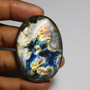 Labradorite Cabochons Amazing Quality Purple Labradorite Spectrolite Gemstone Natural Handmade Labradorite Loose Stone 100Cts. (50X35)mm