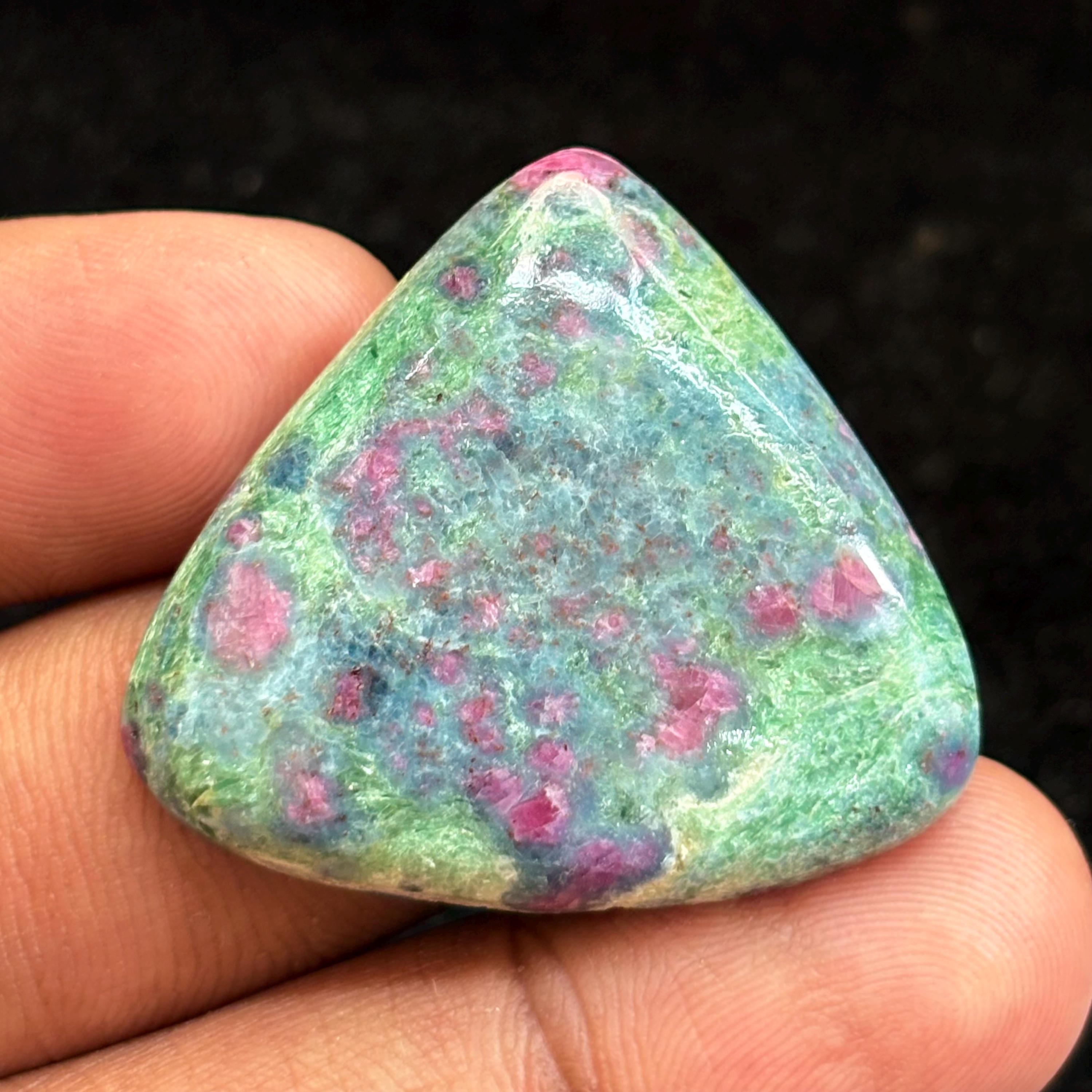 Ruby Zoisite Cabochon: Natural Handmade Gemstone (34x38mm, 86cts