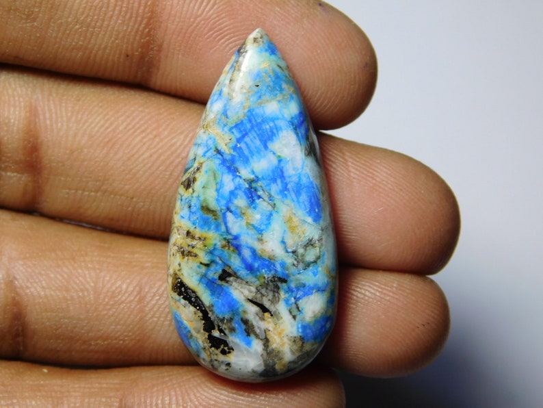 AAA Quality Azurite Turquoise Cabochons,100/% Natural Azurite Turquoise,Azurite Turquoise Loose Stone,Semi Precious 52Cts. 36X17mm.