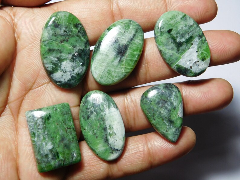Lot Top Quality Diopside Gemstone,Natural Diopside Cabochons,Handmade Diopside Loose Stone,Wholesale Diopside semi precious 228Cts. 6 pcs