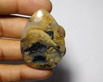 Natural Tiger Dendritic Agate, Tiger Dendritic Agate Cabochons, Tiger Dendritic Agate Gemstone, Agate loose stone 68Cts(42X31)MM