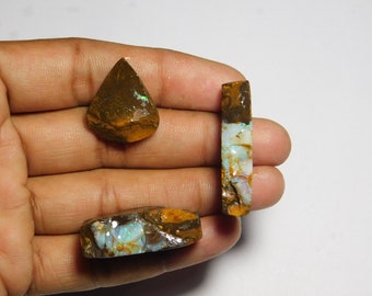 3pcs. Natural Boulder Opal Druzy Lot Gemstone Gorgeous Boulder Opal Cabochon Gemstone Excellent Quality Boulder Opal Loose  stone 108Cts.