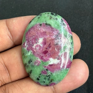 Natural Ruby Zoisite Cabochon: Handmade Loose Gemstone (45X32mm, 94Cts)