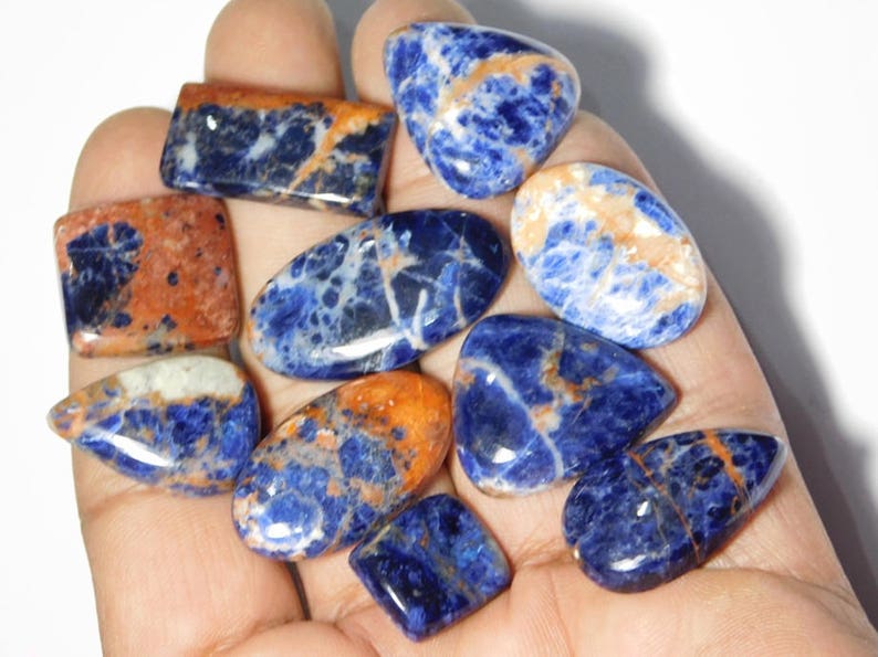 Pcs 10 Natural Sodalite lot Cabochons,Loose stone,Gemstone Top Quality handmade Cabochons 100/%Natural Sodalite Beautiful lot 188Cts.