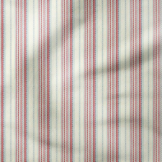 Vintage Style Ticking Stripe Fabric Mid Century Upholstery Etsy
