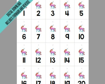 LLR Unicorn Facebook Live Sale Reverse & Forward Numbers 1-500 | Mirror Image Tags | Backwards Inventory Cards | 20 per Page Printable PDF