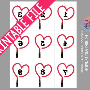 Lippenstift Herz | Lippe | Sinn | Live Sales Reverse & Vorwärts Zahlen 1-99 | Spiegelbild Tags rückwärts Inventarkarten 9 pro Seite Printable