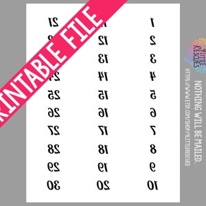Druckbar: Vorwärts UND Reverse/Spiegelbild Etiketten Tags Zahlen 1-500 | Leggings Sticker | Live Facebook-Verkäufe | 30 pro Seite | Avery 5160