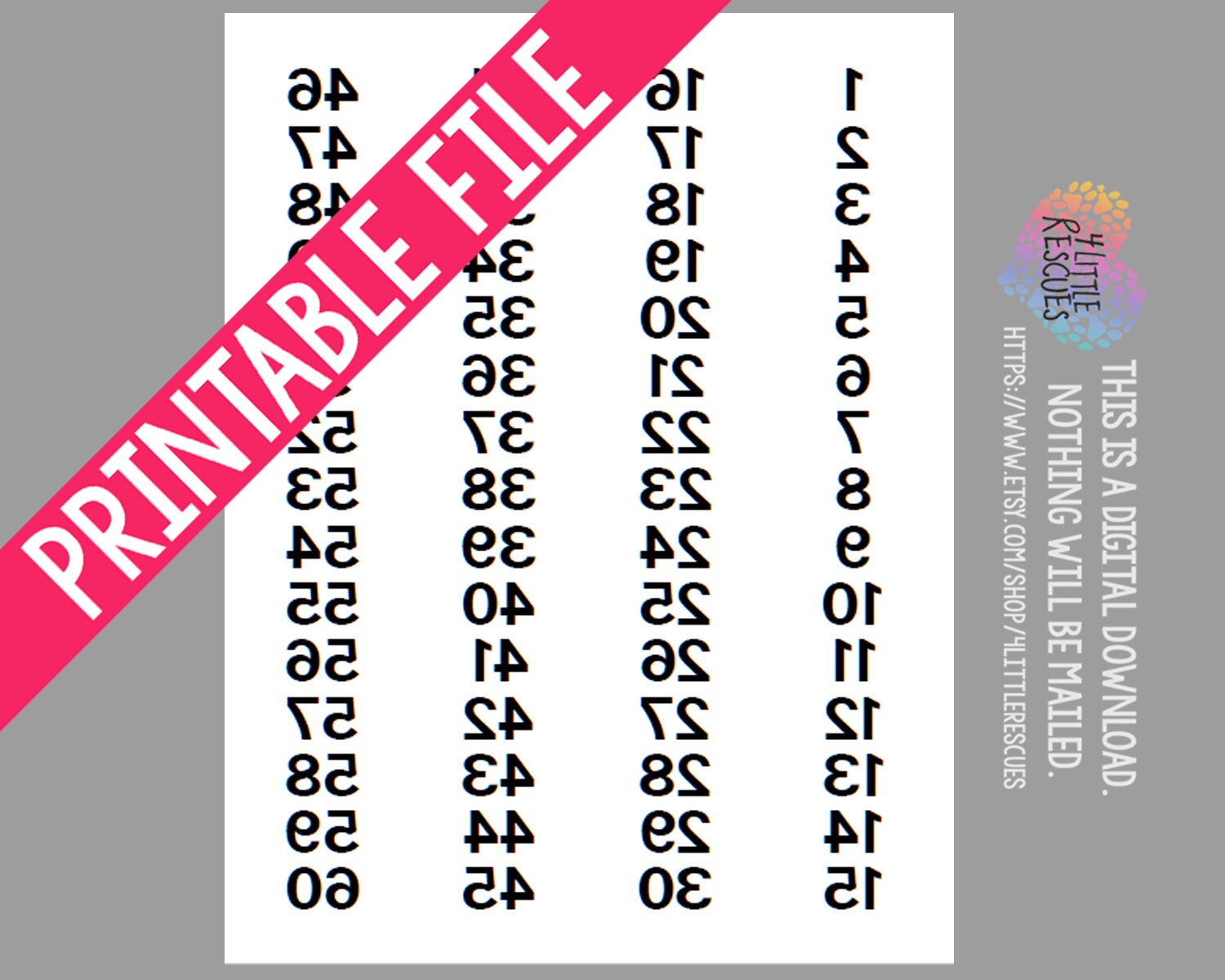 printable forward and reverse mirror image labels tags etsy