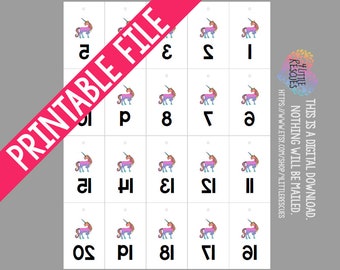 LLR Unicorn Facebook Live Sale Reverse & Forward Numbers 1-500 | Mirror Image Tags | Backwards Inventory Cards | 20 per Page Printable PDF