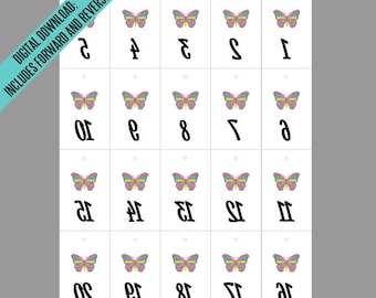 LLR Butterfly Facebook Live Sale Reverse & Forward Numbers 1-500 | Mirror Image Tags | Backwards Inventory Cards | 20 per Page Printable PDF