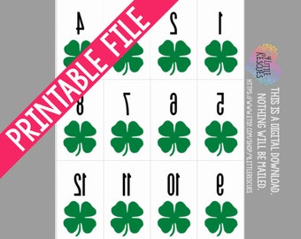 Printable: Green Shamrock Forward Reverse Live Sale Facebook Numbers 1-600 | PDF Digital Download Mirror Image Backwards St Patricks Day LLR