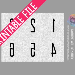 May include: Printable file with the numbers 1, 5, 4, 2, and 0 on a white background with a paisley pattern. The text "THIS IS A DIGITAL DOWNLOAD. NOTHING WILL BE MAILED." is on the right side of the image. The text "4 LITTLE RESCUES" is below the text. The text "HTTPS://WWW.ETSY.COM/SHOP/LITTLERESCUES" is below the text. The text "PRINTABLE FILE" is diagonally across the image.