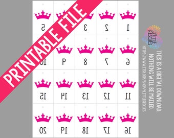 Printable: Pink Crown Live Jewelry Sales Reverse & Forward Numbers 1-1000 | Mirror Image Tags | Backwards Inventory Cards | 20 per Page PDF