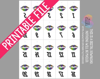 Printable: Rainbow Lipstick | Lip | Sense | Live Sales Reverse & Forward Numbers 1-100 | Mirror Image Tags Backwards Inventory Cards 20 /pg