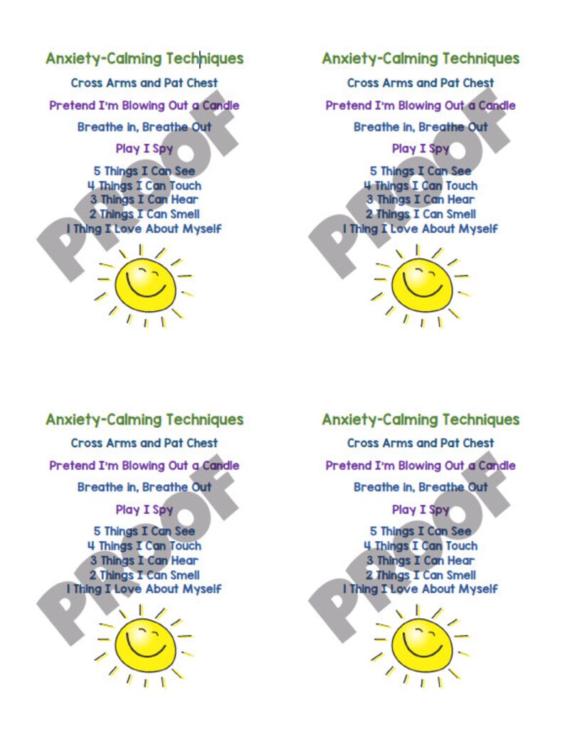 Printable: Kids Anxiety Cards | Calming Mantra | Meditation for Children | Sleep Aid | Panic Attack Help | Affirmation Card | Techniques image 2