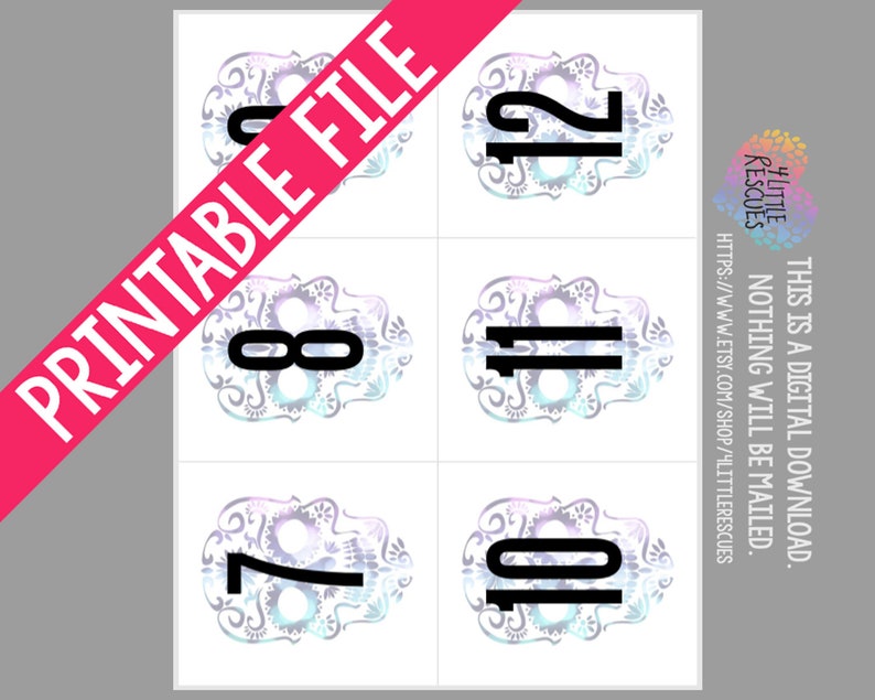 Printable: Sugar Skulls Forward Reverse Live Sale Facebook Numbers 1 ...