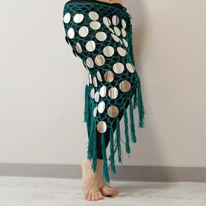 Fishnet giant sequins mermaid scale belly dance hip scarf