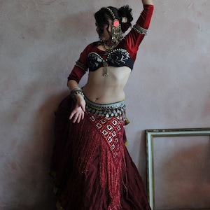 red crochet sequin shawl hip scarf fcbd ats style tribal boho hippie festival wrap long fringe