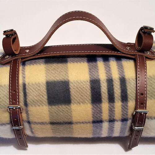 Tan Leather Vintage Style Bike Picnic Blanket Strap With Etsy