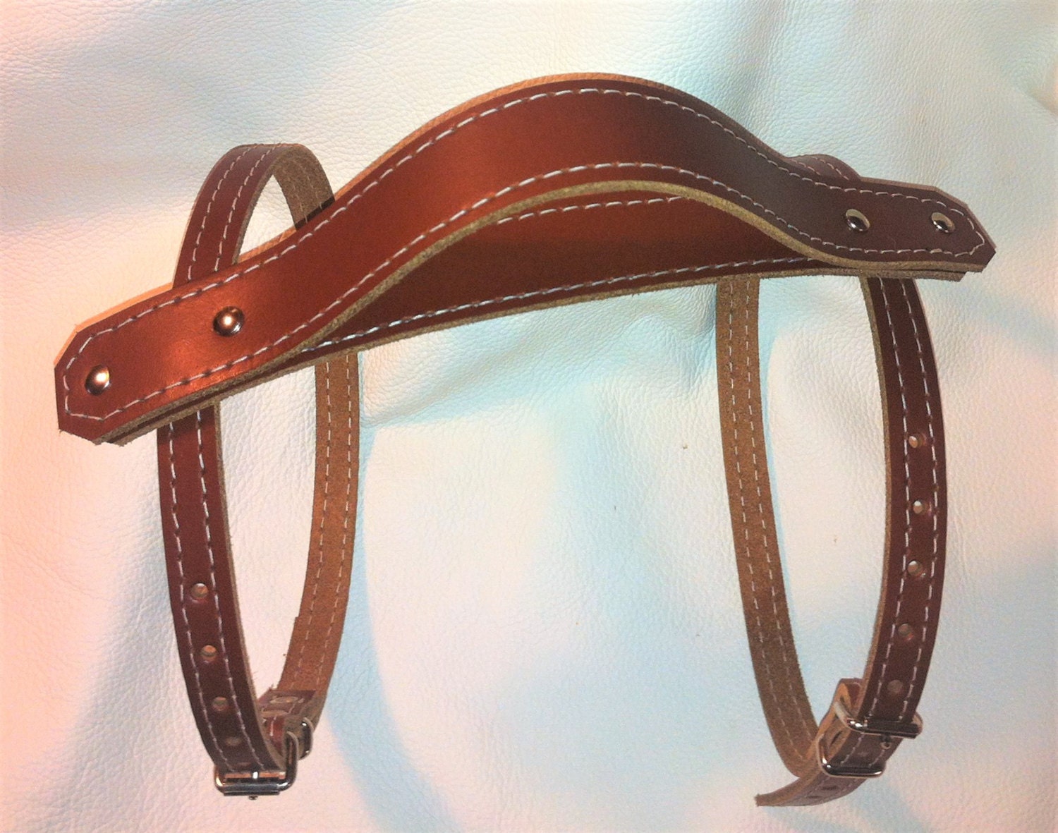 Tan leather Vintage style picnic blanket strap with carry ...
