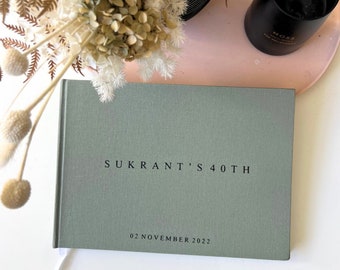 18.o 21.o 30.o 40.o 90.o cumpleaños para ella o él / Libro de visitas de boda de lino de lujo / Oro de lujo frustrado / Libro de compromiso A4 hecho a pedido