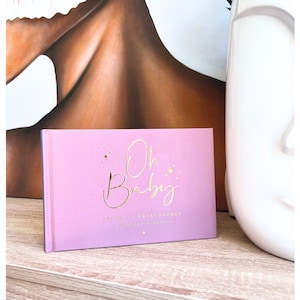 Oh Baby - Couverture rigide Satin Case Bound Custom Baby Shower Guest Book / Custom Scrapbook / Embossed Luxe Gold Foiled Design / Livre réalisé sur commande