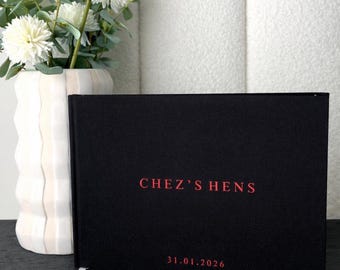 Letters to the Bride Guest Book | Black Linen Hens Book | Custom Foil Bridal Shower Keepsake | A4 Landscape Made to Order