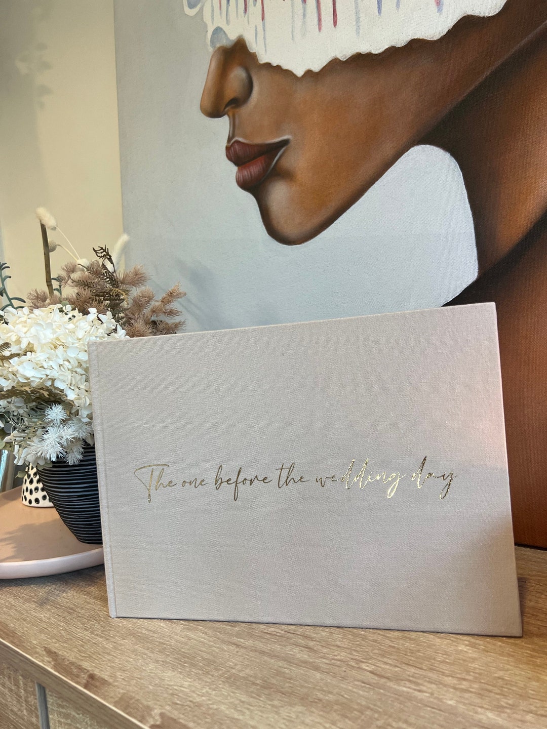 D27 Linen Wedding Guest Book / Custom Scrapbook / Luxe Gold Etsy