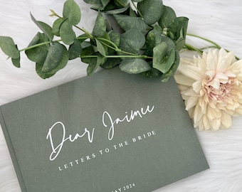 D32 - Letters to the Bride | Luxe Linen Hens Guest Book | Custom Guestbook| Luxe Gold Foiled Design | A4 Bridal Shower Book Made to Order