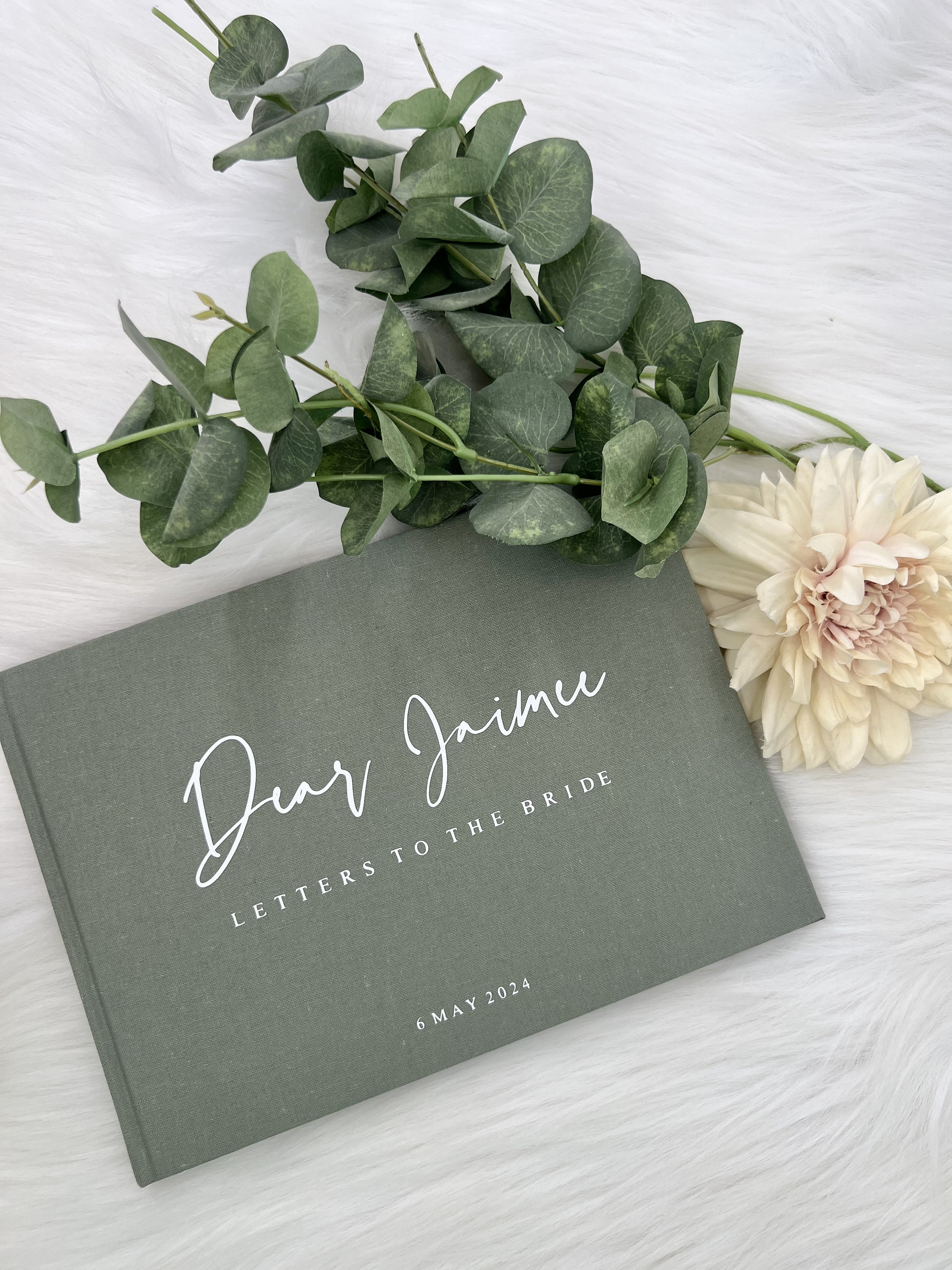 D32 - Letters to the Bride | Luxe Linen Hens Guest Book | Custom Guestbook| Luxe Gold Foiled Design | A4 Bridal Shower Book Made to Order