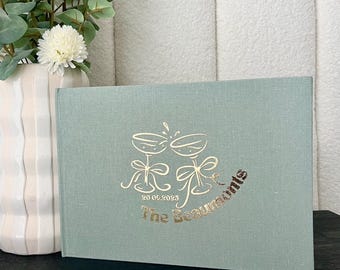 D38.2 - Letters to the Bride | Luxe Linen Hens Guest Book | Custom Guestbook| Luxe Gold Foiled Design | A4 Bridal Shower Book Made to Order