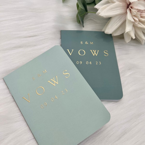 Vow Books Set of 2 | Her Vows His Vows | Black and White Vow Booklets | Color Choices Available | Made to Order