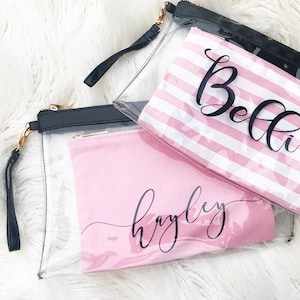 Personalised Canvas Makeup Bag + Stadium Bag Combo CUSTOM NAME Make Up Bag - Bridal Party Bridesmaid Gifts