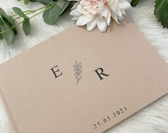D13 - Mr & Mrs Botanical Luxe Linen Wedding Guest Book / Custom Scrapbook / Luxe Gold Foiled Design/ A4 Engagement Book Made to Order