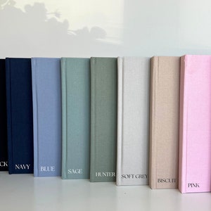 Libro de visitas Tapa de lino en blanco / páginas blancas lisas, sin decoración. Tamaño A4 grande / Boda / Compromiso / Bautismo / Conmemoración