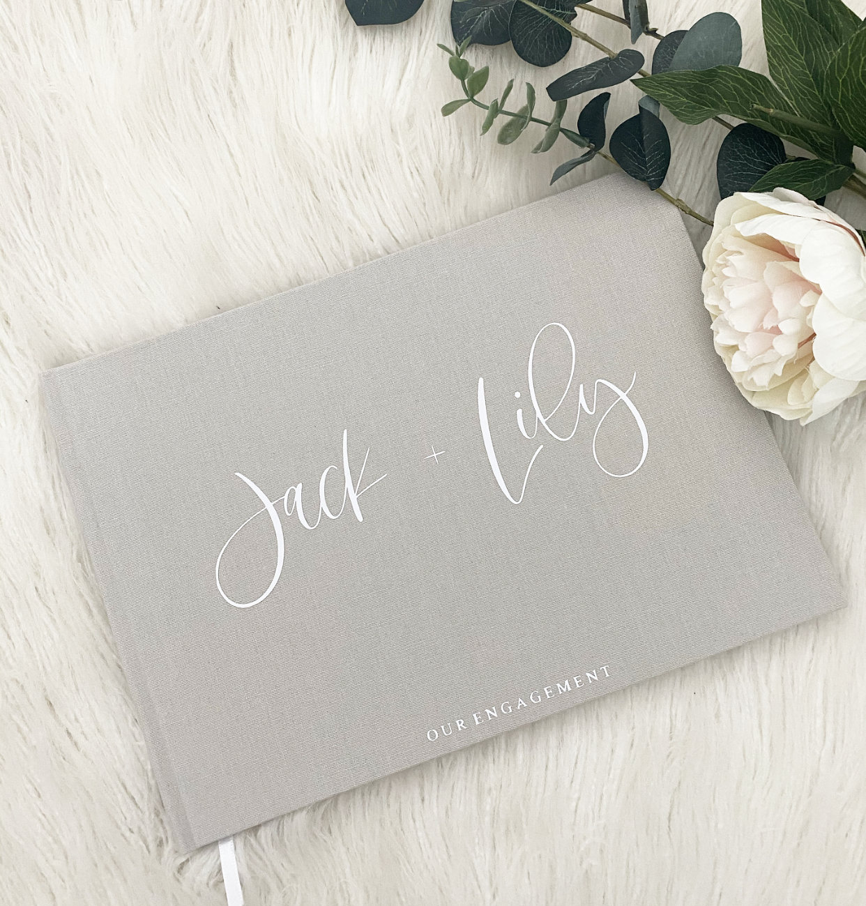 D1 - Luxe Linen Hard Cover Custom Initials Wedding Guest Book / Custom Scrapbook / Luxe Gold Foiled Design/ A4 Engagement Book Made to Order