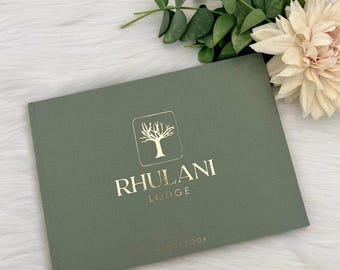 Airbnb Guestbook. 100% customised Luxe Linen Hard Cover Custom Wedding Guest Book /Luxe Gold Foiled Design/ A4 Engagement Book Made to Order