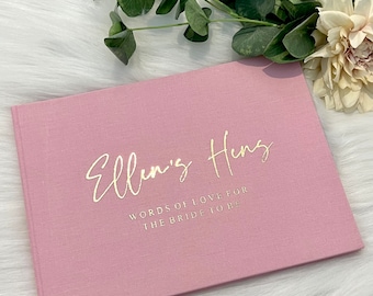 D32 - Letters to the Bride | Luxe Linen Hens Guest Book | Custom Guestbook| Luxe Gold Foiled Design | A4 Bridal Shower Book Made to Order