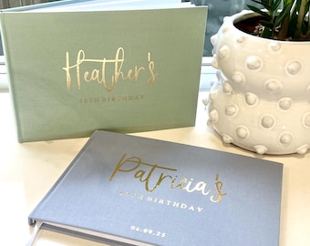 18th 21st 30th 40th 90th Birthday for her or him | Luxe Linen Wedding Guest Book | Luxe Gold Foiled | A4 Engagement Book Made to Order
