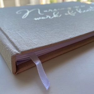 D7.2 Luxe Linen Hard Cover Custom Wedding Guest Book / Custom Scrapbook / Luxe Gold Foiled Design/ A4 Engagement Book Made to Order image 6