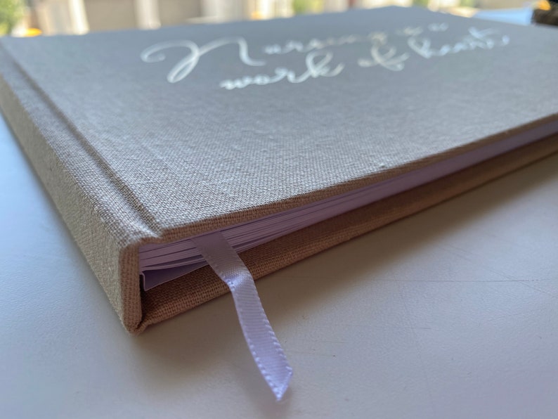 D7.2 Luxe Linen Hard Cover Custom Wedding Guest Book / Custom Scrapbook / Luxe Gold Foiled Design/ A4 Engagement Book Made to Order image 6