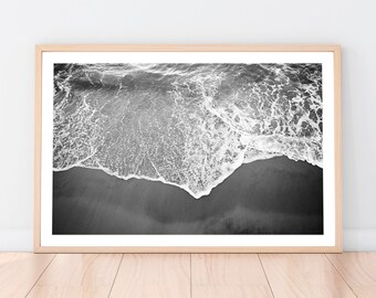 Charcoal Beach, Digital Print, Paper Print, Black and White Photographic Print, Monochrome, Waves, Calming Art, Relaxation, Meditation