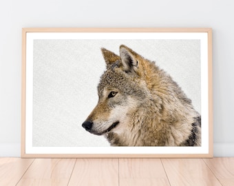 Wolf Print, Animal Art, Printable Large Poster, Black and White Photography, Instant Digital Download, Woodland Wall Decor, Nursery Art
