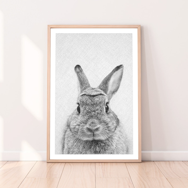 Rabbit Wall Decor Bunny Print Woodlands Nursery Art Etsy